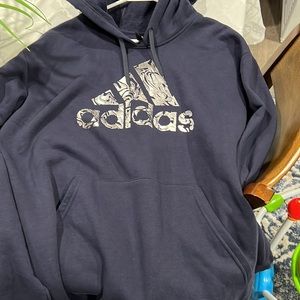 MENS ADIDAS HOODIE NAVY AND SILVER